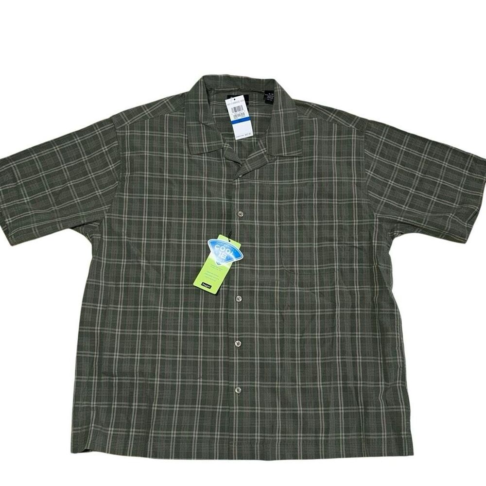 Haggar NWT Cool 18 Golf Shirt Collared Buttondown SS Performance Gorpcore Green